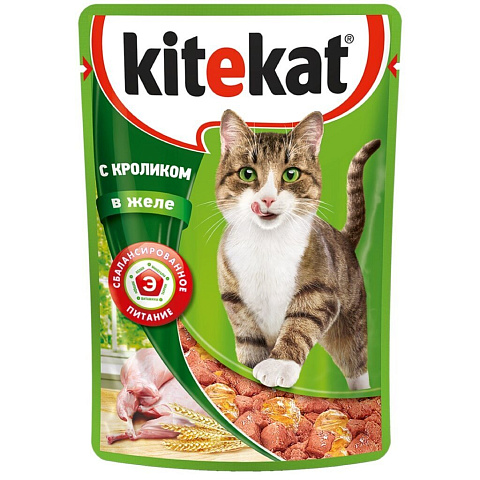 Корм для животных Kitekat, 85 г, для кошек, кролик в желе, пауч, G7432