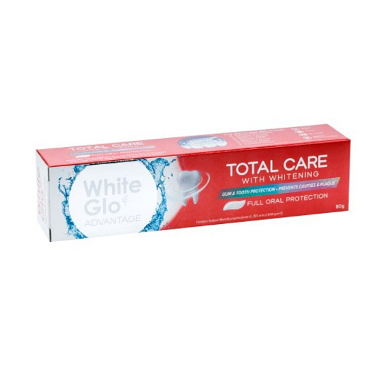 Зубная паста White Glo, Тотальная защита, 80 г, отбеливающая