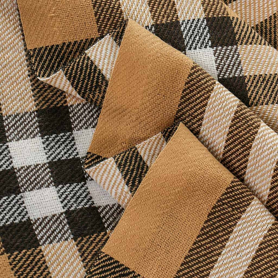 Плед 1.5-спальный, 150х200 см, 15% шерсть, 5% хлопок, 60% полиэстер, 20% ПАН, Vladi, Элис, белый, бежевый, коричневый, рап.1