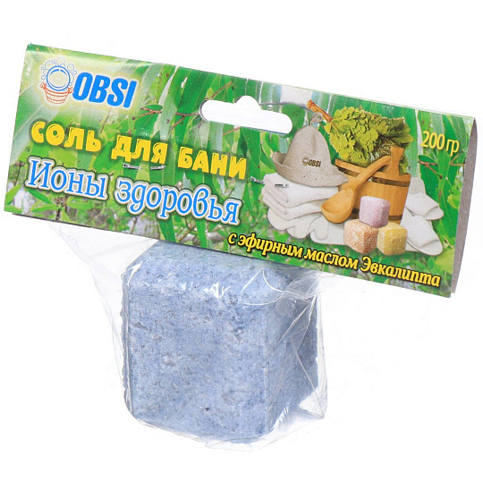 Соляная плитка с эфирным маслом эвкалипта, 200 г, OBSI, Ионы здоровья, 130239