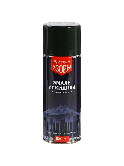 Эмаль аэрозольная, Русские узоры, универсальная, алкидная, глянцевая, хаки, 520 мл