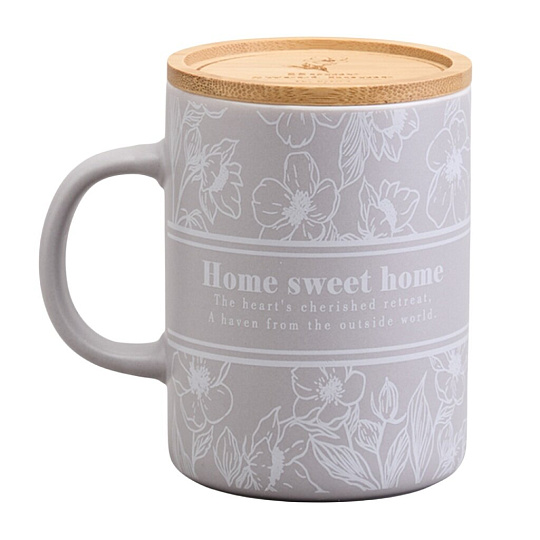 Кружка фарфор, 400 мл, Sweet home, с бамбуковой крышкой, Lefard, 756-479