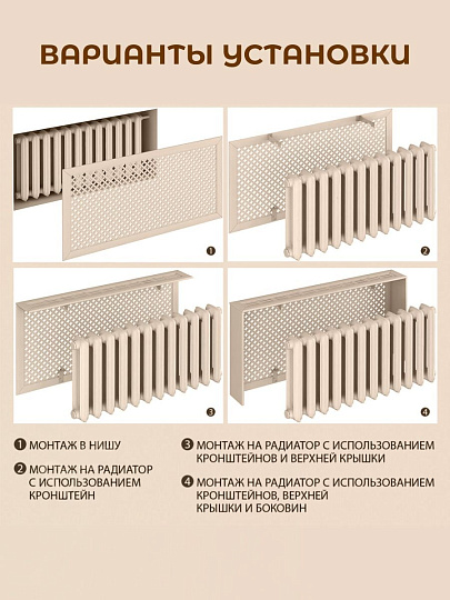 Экран для радиатора, МДФ, 1200х600 мм, белый, Готико, Стильный Дом, v545714