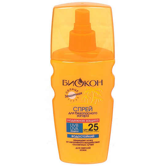 Спрей для безопасного загара, Биокон, Надежная защита, SPF 25, 160 мл, 100002/100 002/100 002