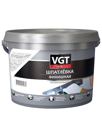 Шпатлевка VGT, Premium, акриловая, финишная, 16 кг