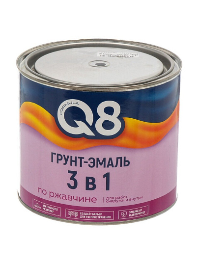 Грунт-эмаль Formula Q8, по ржавчине, алкидная, черная, 1.8 кг