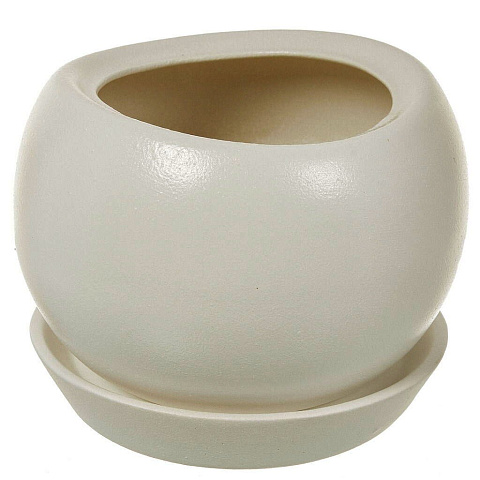 Кашпо керамика, 1.2 л, 15х10 см, белое, Адель №3, 81 932 592