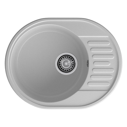 Мойка кухонная врезная, GranFest, Quarz, кварцевый песок, 617х480 мм, без сифона, серая, GF-Z58