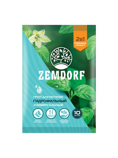 Грунт универсальный, гидрофильный, 10 л, ZEMDORF