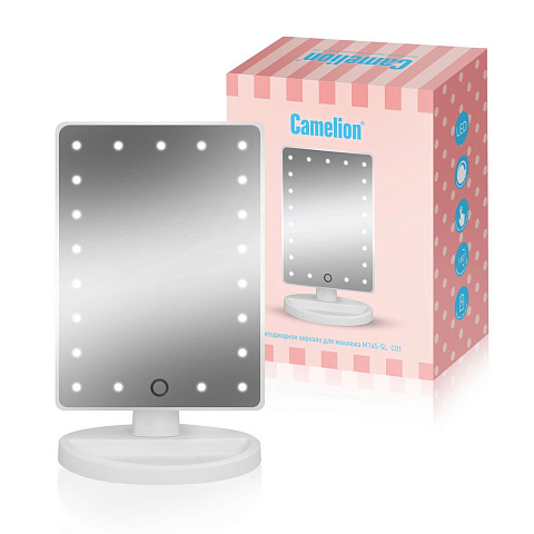 Зеркало с LED подсветкой, 1x, дневн.свет, 5Вт,4*LR6, бел., Camelion M145-SL C01