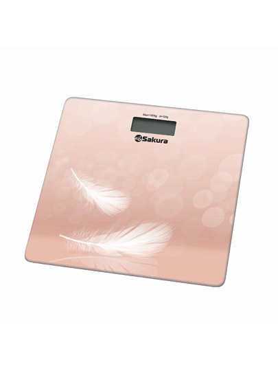 Весы напольные электронные, Sakura, Перышки, SA-5065F ultraslim, стекло, до 180 кг, 30х30х1.8 см