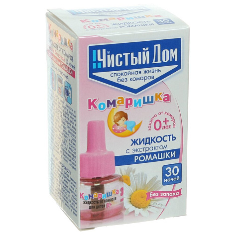 Репеллент от комаров, жидкость для фумигатора, для детей, 30 ночей, Чистый Дом, Комаришка, 02-114