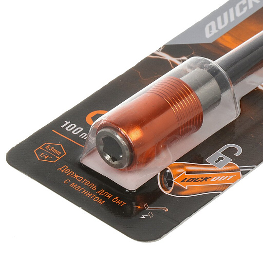 Адаптер для бит Nox, Quick lock, E6.3, 100 мм, магнитный адаптер, 1/4", 350501, блистер