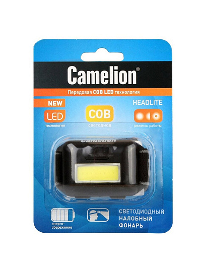 Фонарь налобный, Camelion, 5 355, пластик, 13748