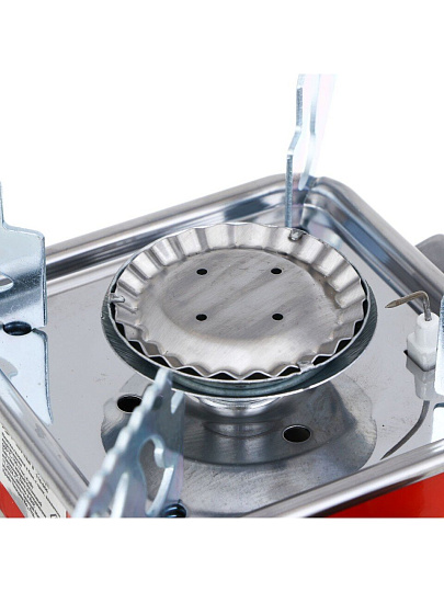 Плита газовая портативная, 1 конфорка, 12х12х10 см, для цанговых баллонов, пьезо, Рокот, 116-066