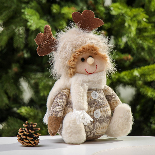 Фигурка декоративная текстиль, Мальчик, 20 см, коричневая, Y4-9439