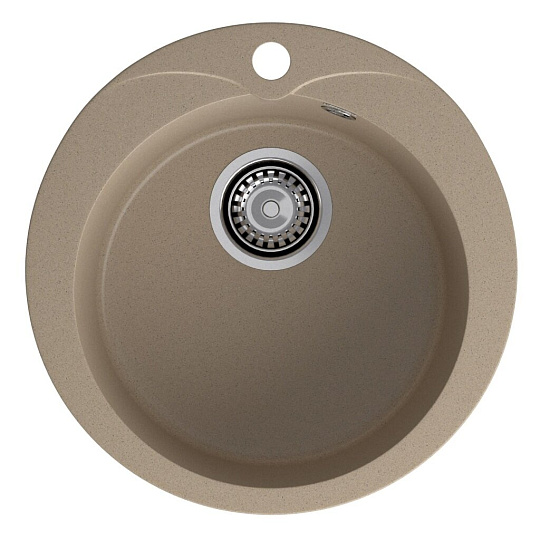 Мойка кухонная врезная, GranFest, Rondo, искусственный мрамор, 475 мм, + сифон, песочная, GF-R-480