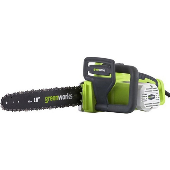 Пила цепная электрическая, Greenworks, 2.4 л.с., 1800 Вт, длина шины 40 см, шаг цепи 3/8 дюйм, 56 звеньев, GCS1840, 20027