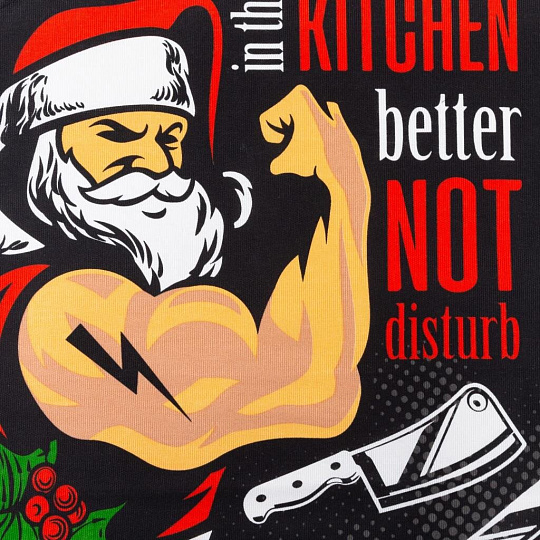 Фартук 60х70 см, 100% хлопок, рогожка, без кармана, Доляна, Большой плохой санта, 5059220