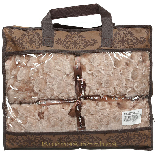 Плед евро, 220х240 см, искусственный мех, Buenas Noches, Пузырьки/горох, св.коричн/бежевый, 78 516