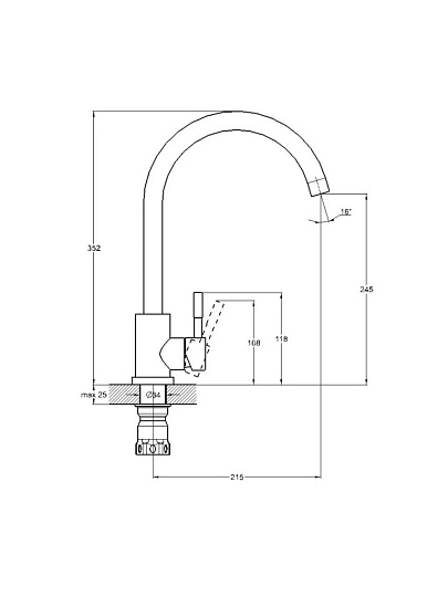 Смеситель для кухни, Solone, с картриджем, графит, EZA4-D090MG