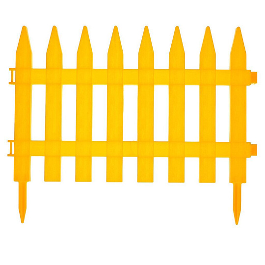 Забор декоративный пластмасса, Palisad, Частокол №1, 28х300 см, желтый, ЗД01