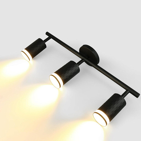 Светильник на основании General Lighting Systems, Кирпич, 50 Вт, GU10, 3 шт, IP20, d5.5х10 см, боковое рассеивание, Спот, черный, 661870