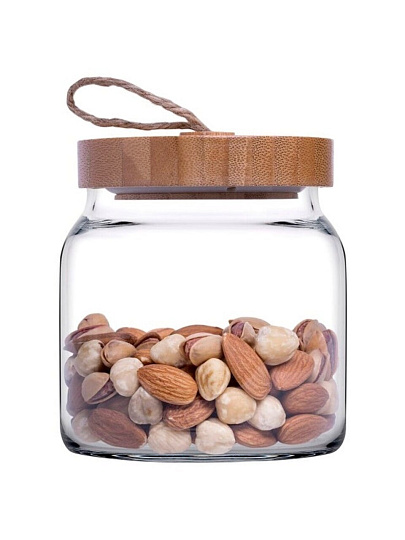 Банка для сыпучих продуктов, стекло, 0.576 л, с крышкой, Pasabahce, Woody, 43573 SL/St