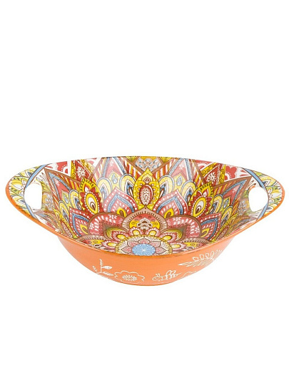 Салатник фарфор, овальный, 6.5 см, 22.5х15х6.5 см, с ручками, Arabesque, Nouvelle Home, 860100, оранжевый