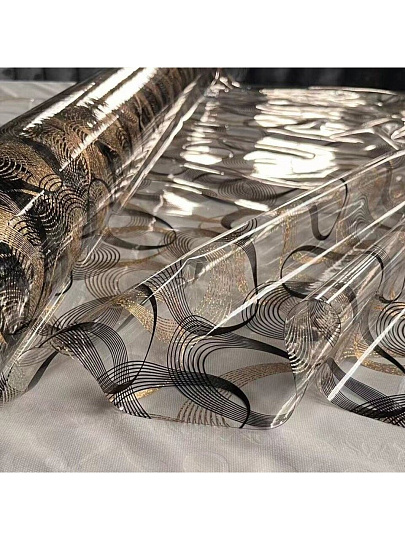 Клеенка Dekorelle, Декор, 1.2х20 м, силикон, золото/прозрачный фон, 243-G