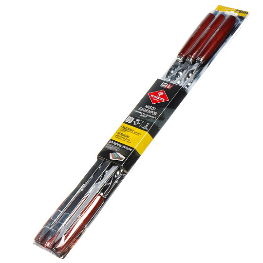 Шампур лезвие плоское, 6 шт, 550х370х11х1.8 мм, сталь, рукоятка дерево, Forester, в блистере, RZ-60WL