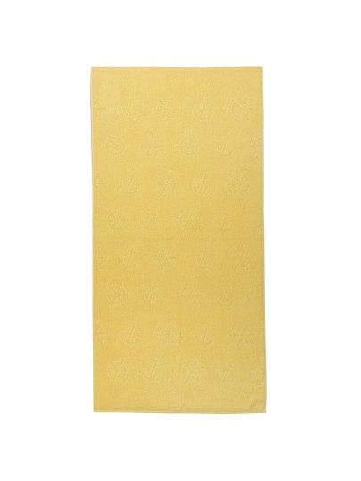 Полотенце пляжное 70х140 см, 375 г/м2, жаккард, Вышневолоцкий текстиль, Якоря, 307, светло-желтый/крем, Россия, Ж1-70140.1141.375