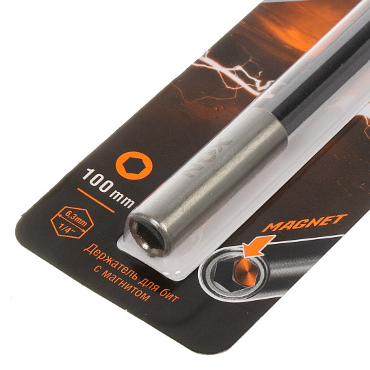 Адаптер для бит Nox, E6.3, 100 мм, магнитный адаптер, 1/4", 350100, блистер