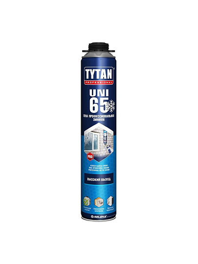 Пена монтажная Tytan, Uni, профессиональная, 65 л, 750 мл, зимняя, 10933/17026