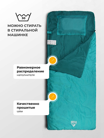 Спальный мешок одеяло, 205х90 см, 4 °C, 8 °C, 2 слоя, полиэстер, холлофайбер, в ассортименте, Bestway, 68101