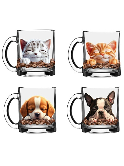 Кружка стекло, 320 мл, Кофейные сны, 23с1208, в ассортименте