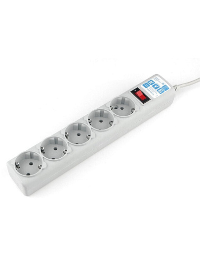 Сетевой фильтр 5 гнезд, 5 м, 3х0.75 мм², с заземлением, 2.2 кВт, Power Cube, 330079