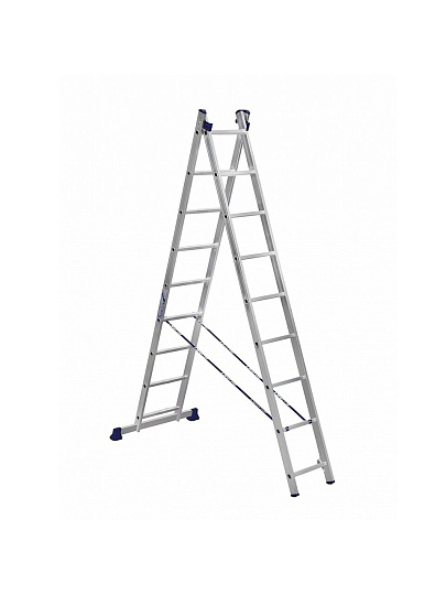 Лестница 2 секции, 9 ступеней, алюминий, 4.2 м, 150 кг, Alumet, H2 5209