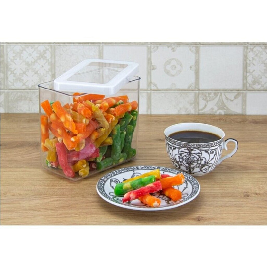 Банка для сыпучих продуктов, пластик, 1.7 л, 10х16х14 см, с крышкой, Idea, Степ, М 1297