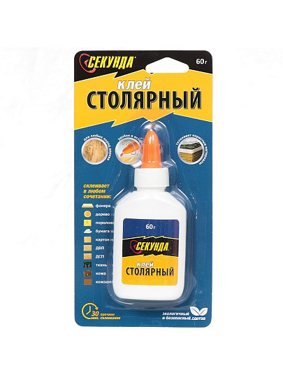 Клей Секунда, для дерева, однокомпонентный, 60 г, 403-073, Столяр