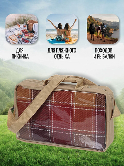 Коврик для пикника 135х150 см, акрил, с сумкой, Green Days, Клетка, CA3310-AF715.02, красный