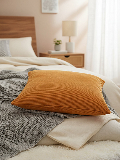 Наволочка декоративная Велюр, 100% полиэстер, 45 х 45 см, горчица, A130033