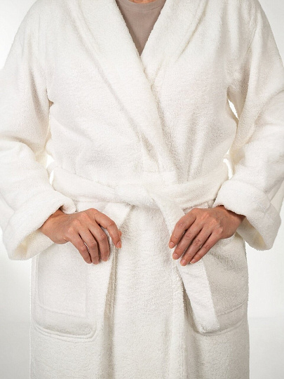 Халат женский, махровый, 100% хлопок, молочный, XL-XXL, 52-54, Silvano