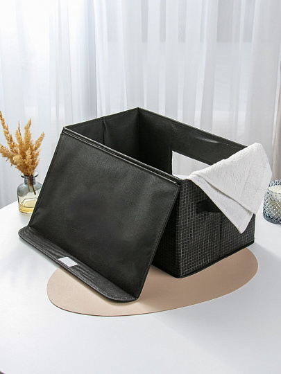 Кофр для хранения, с крышкой, складной, 29х19х15 см, черная клетка, с окном, A190057