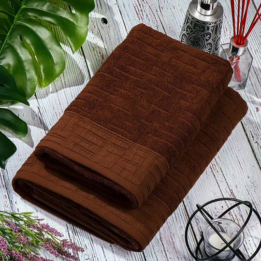 Полотенце банное 50х90 см, 100% хлопок, 541 г/м2, Galiha Jacquard, Anilsan, коричневое, Турция, 70655090