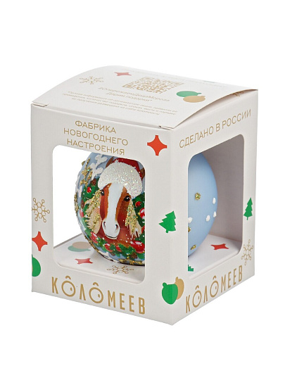 Елочный шар Лошадка зимняя 1, 6.5 см, стекло, КУ-65-254009/1