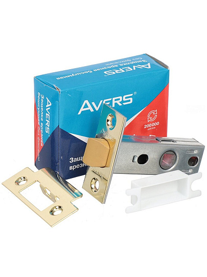Защелка врезная, Avers, 5400-P-G, 21098, язычок пластиковый, без ручек, золото