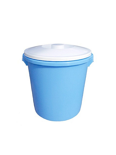 Бак пластик, пищевой, 45 л, круглый, повышенной прочности, с белой крышкой, голубой, 10014511, Радиан