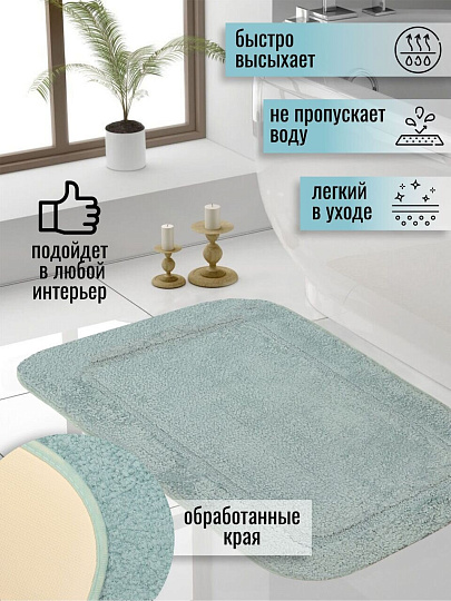 Коврик для ванной, 0.5х0.8 м, полиэстер, синий туман, Альпака, Y6-1934