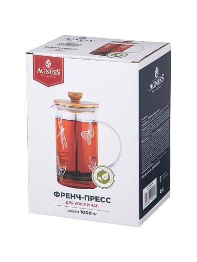Френч-пресс 1 л, стекло, Agness, 894-546